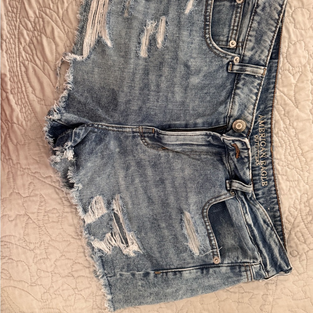 American Eagle Outfitters Distressed Blue Denim Shorts